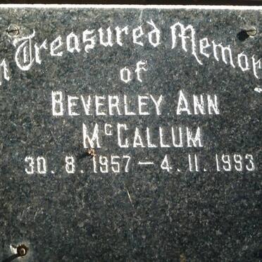 McCALLUM Beverley Ann 1957-1993