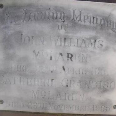 McLAREN John Williams -1961 &amp; Catherine Grandison -1965