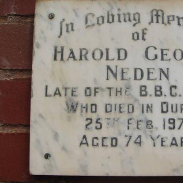 NEDEN Harold George -1970