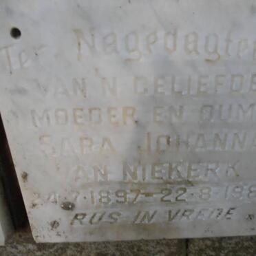 NIEKERK Sara Johanna, van 1897-1980