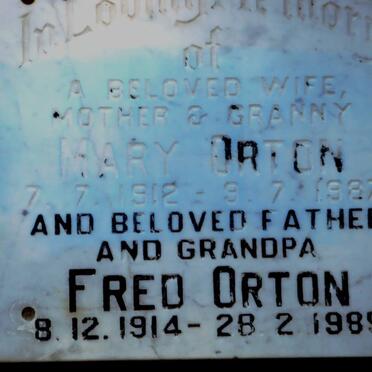 ORTON Fred 1914-1989 &amp; Mary 1912-1987