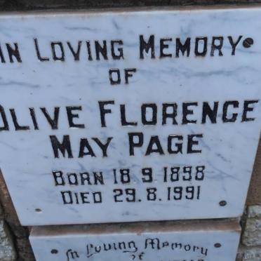 PAGE Olive Florence May 1898-1991