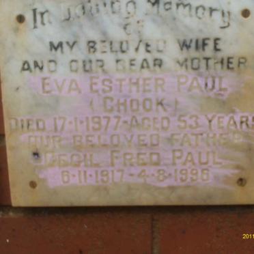 PAUL Cecil Fred 1917-1996 &amp; Eva Esther CHOOK -1977