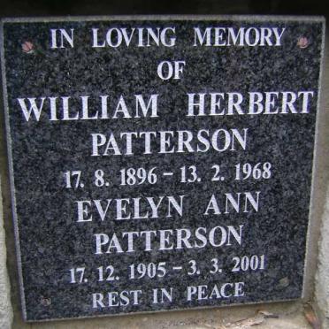 PATTERSON William Herbert 1896-1968 &amp; Evelyn Ann 1905-2001