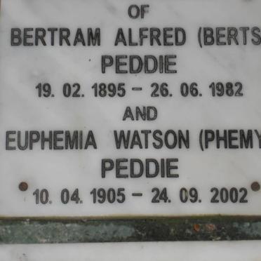 PEDDIE Bertram Alfred 1895-1982 &amp; Euphemia Watson 1905-2002