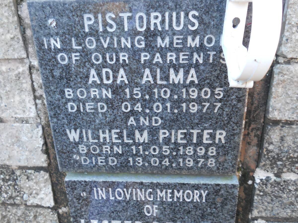 PISTORIUS Wilhelm Pieter 1898-1978 &amp; Ada Alma 1905-1977