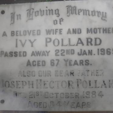 POLLARD Joseph Hector -1984 &amp; Ivy -1969