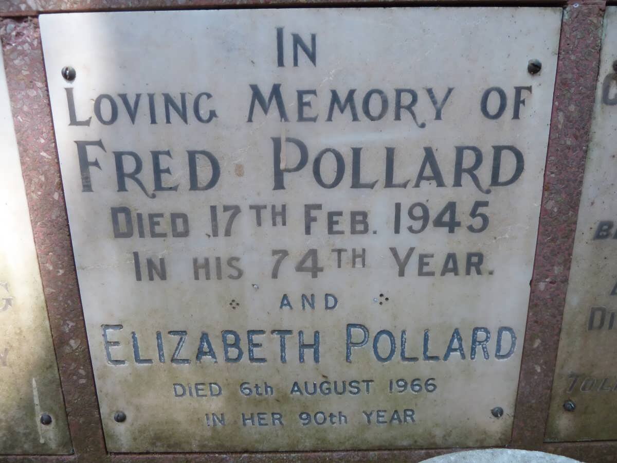 POLLARD Fred -1945 &amp; Elizabeth -1966