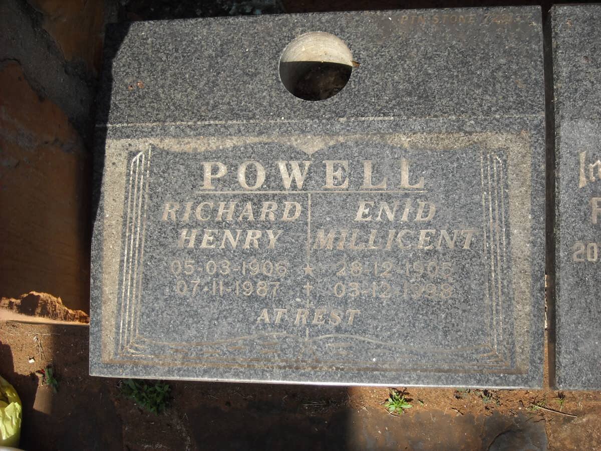 POWELL Richard Henry 1906-1987 &amp; Enid Millicent 1905-1998