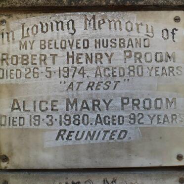 PROOM Robert Henry -1974 &amp; Alice Mary -1980
