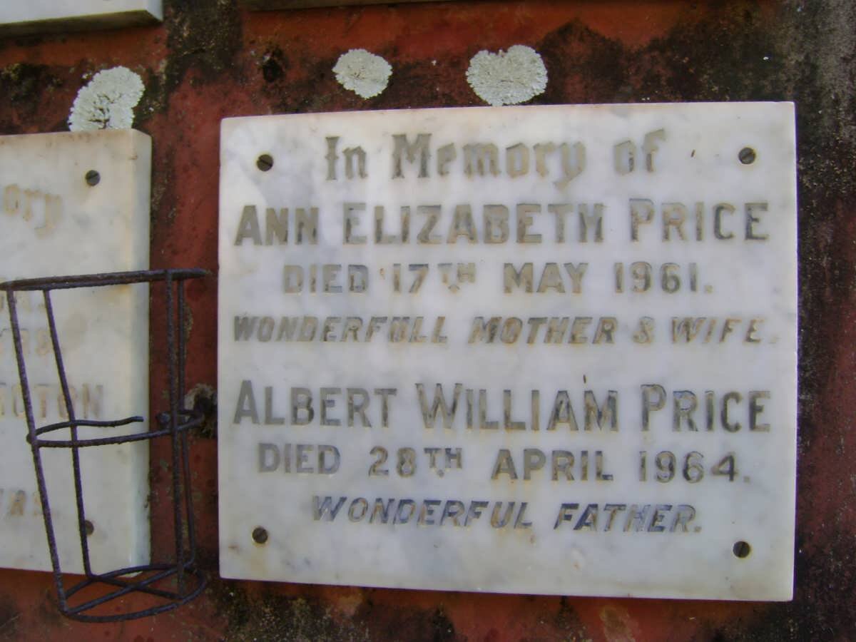 PRICE Albert William -1964 &amp; Ann Elizabeth -1961