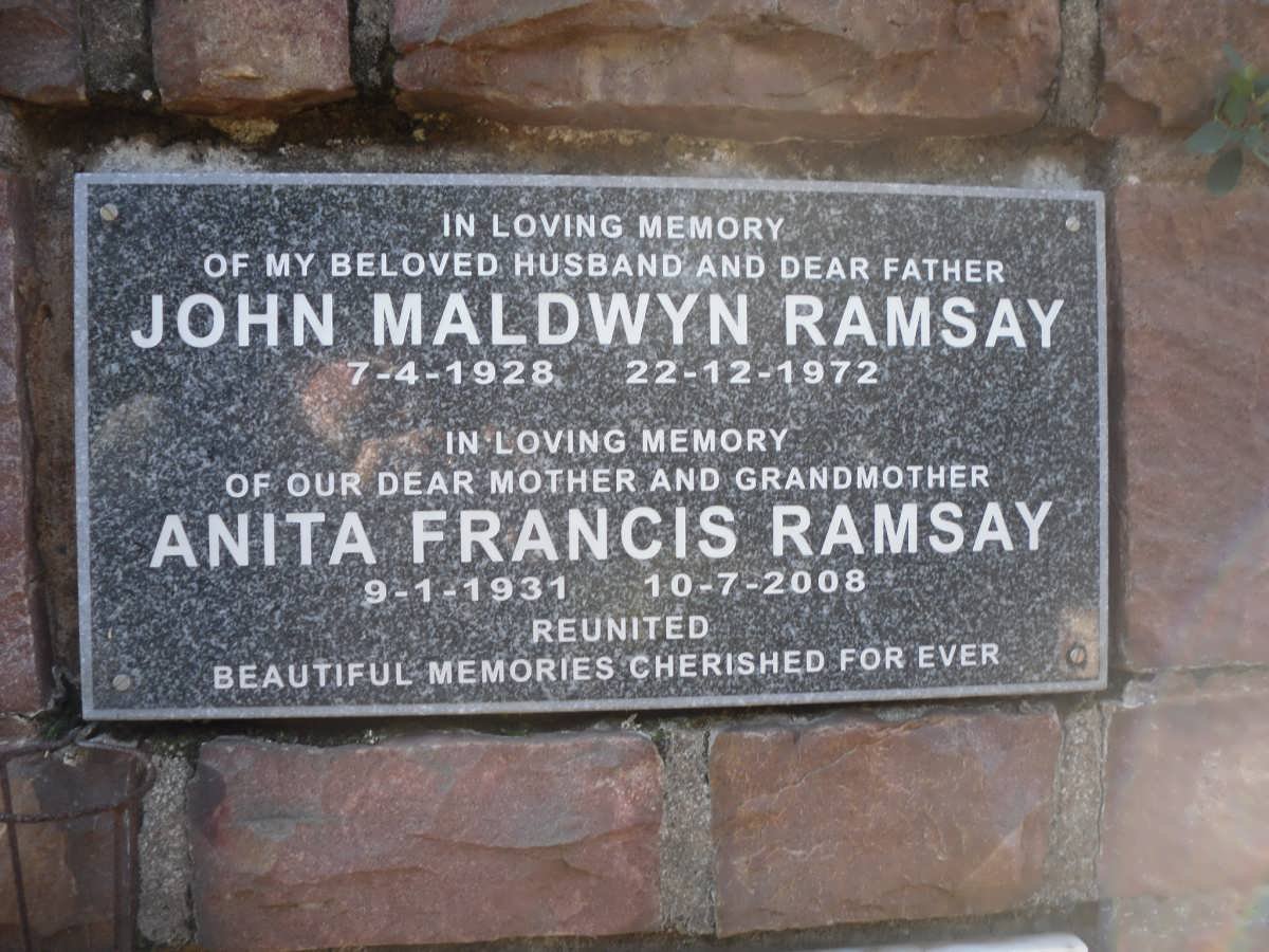 RAMSAY John Maldwyn 1928-1972 &amp; Anita Francis 1931-2008