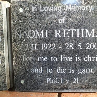 RETHMAN Naomi 1922-2001
