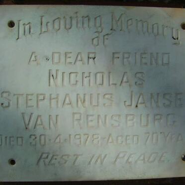 RENSBURG Nicholas Stephanus, Jansen van -1978