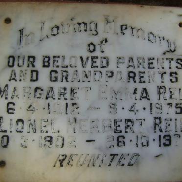 REID Lionel Herbert 1902-1979 &amp; Margaret Emma 1912-1975