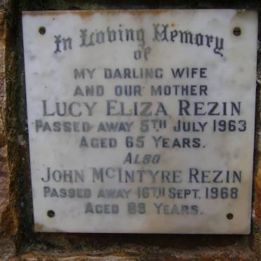 REZIN John McIntyre -1968 &amp; Lucy Eliza -1963