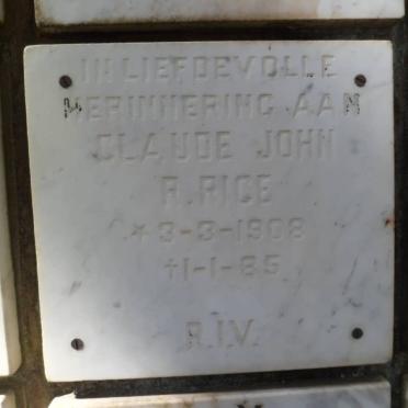 RICE Claude John R. 1908-1985