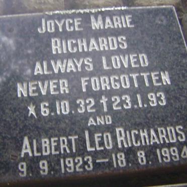 RICHARDS Albert Leo 1923-1994 &amp; Joyce Marie 1932-1993
