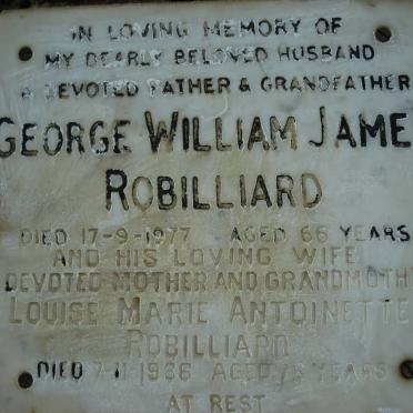 ROBILLIARD George William James -1977 &amp; Louise Marie Antoinette -1986