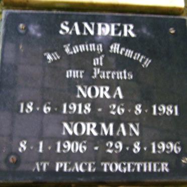 SANDER Norman 1906-1996 &amp; Nora 1918-1981