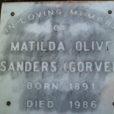 SANDERS Matilda Olive 1891-1986 nee GORVEN