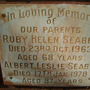 SEABER Albert Leslie -1978 &amp; Ruby Helen -1963