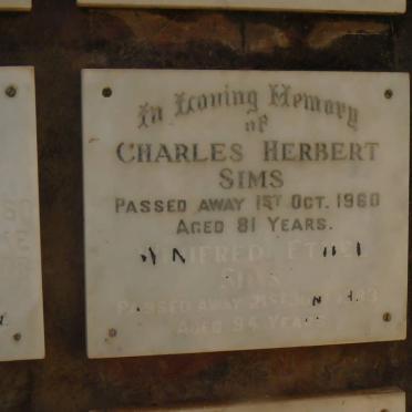 SIMS Charles Herbert -1960 &amp; Winifred Ethel -1983