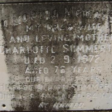 SUMMERTON Herbert Oliver -1976 &amp; Charlotte -1972