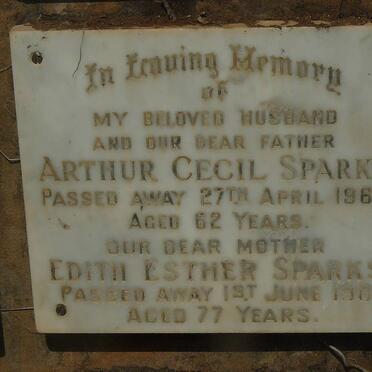 SPARKS Arthur Cecil -1960 &amp; Edith Esther -1981