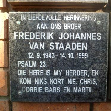 STAADEN Frederik Johannes, van 1943-1999