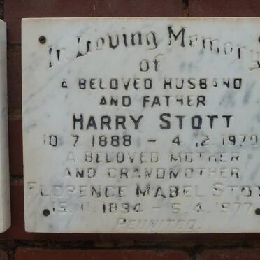STOTT Harry 1888-1970 &amp; Florence Mabel 1894-1977