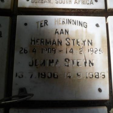 STEYN Herman 1909-1985 &amp; Jemima 1906-1989