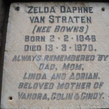STRATEN Zelda Daphne, van nee BOWNS 1946-1970