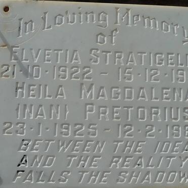 STRATIGELIS Elvetia 1922-1979 :: PRETORIUS Heila Magdalena 1925-1980