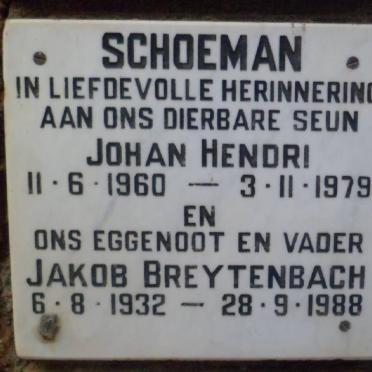 SCHOEMAN Jakob Breytenbach 1932-1988 :: SCHOEMAN Johan Hendri 1960-1979
