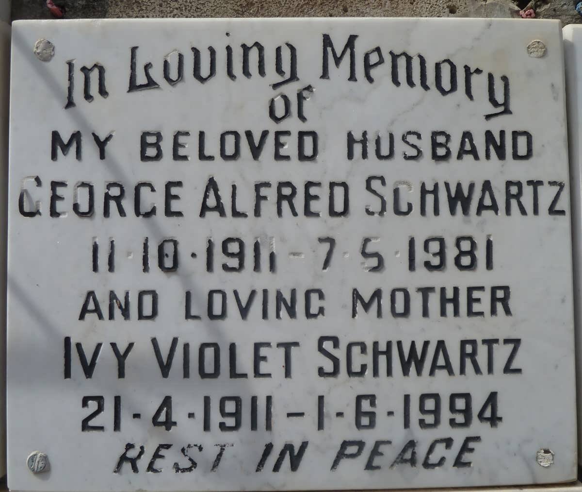 SCHWARTZ George Alfred 1911-1981 &amp; Ivy Violet 1911-1994