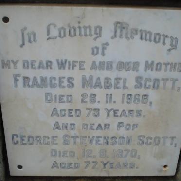 SCOTT George Stevenson -1970 &amp; Frances Mabel -1966