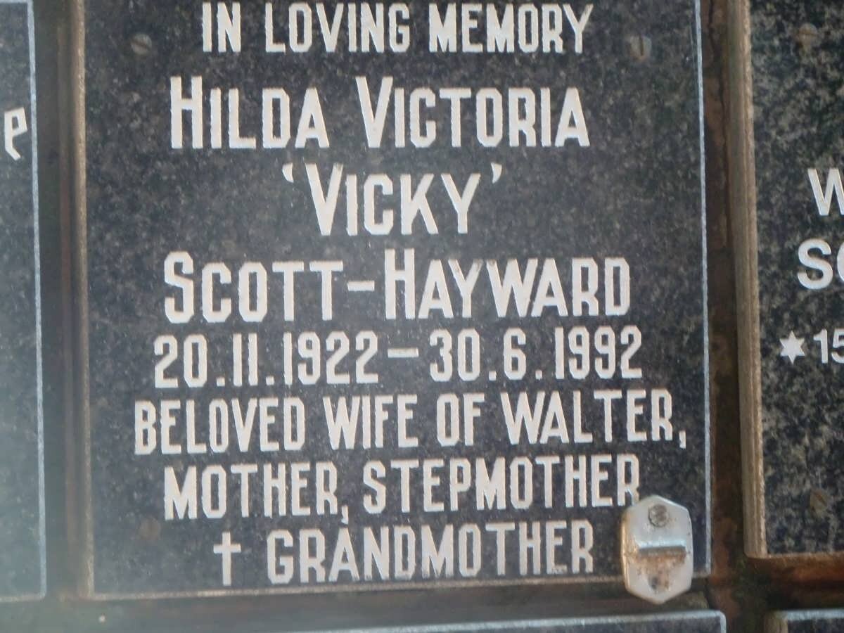 SCOTT-HAYWARD Hilda Victoria 1922-1992