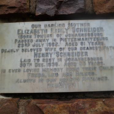 SCHNEIDER Henry -1938 &amp; Elizabeth Emily TOWERS -1962