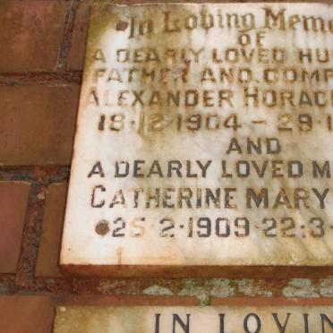 SMITH Alexander Horace 1904-1980 &amp; Catherine Mary 1909-1989