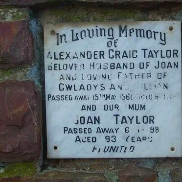 TAYLOR Alexander Craig  -1960 &amp; Joan -1985