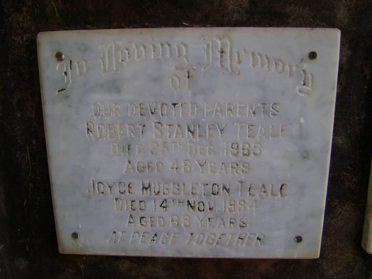 TEALE Robert Stanley -1963 &amp; Joyce MUGGLETON -1984