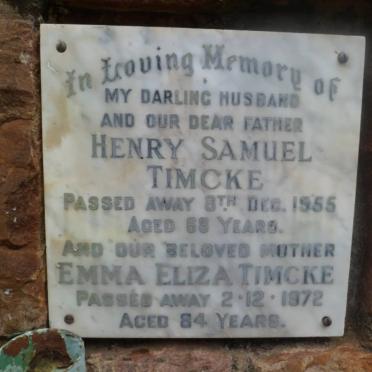 TIMCKE Henry Samuel -1955 &amp; Emma Eliza -1972