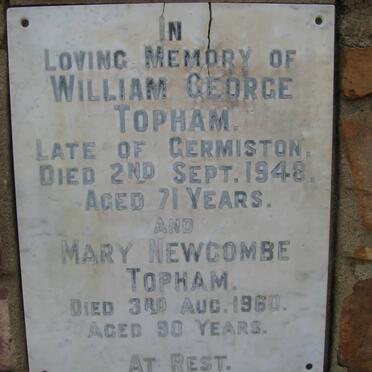 TOPHAM William George -1948 &amp; Mary Newcombe -1960