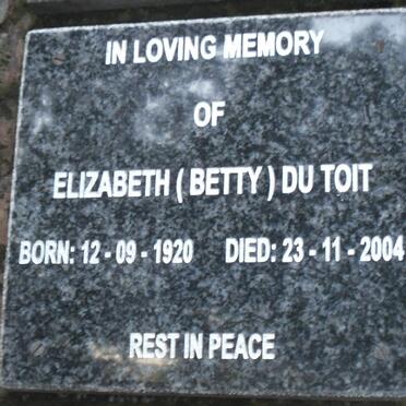 TOIT Elizabeth, du 1920-2004