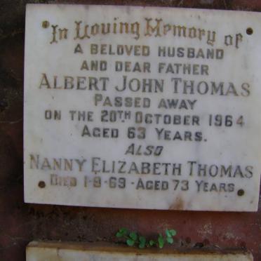 THOMAS Albert John -1964 &amp; Nanny Elizabeth -1969