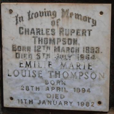 THOMPSON Charles Rupert 1893-1964 &amp; Emilie Marie Louise 1894-1982