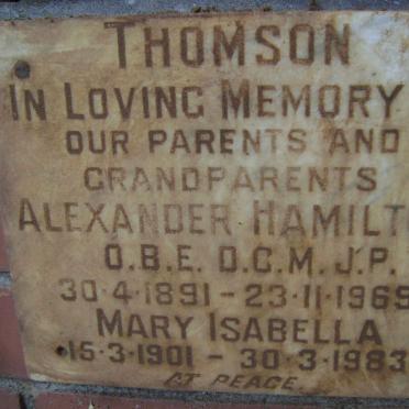 THOMSON Alexander Hamilton 1891-1969 &amp; Mary Isabella 1901-1983