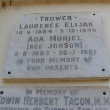 TROWER Laurence Elijah 1884-1949 &amp; Ada Muriel JONSON 1883-1961