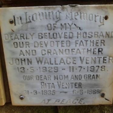 VENTER John Wallace 1929-1978 &amp; Rita 1935-1988